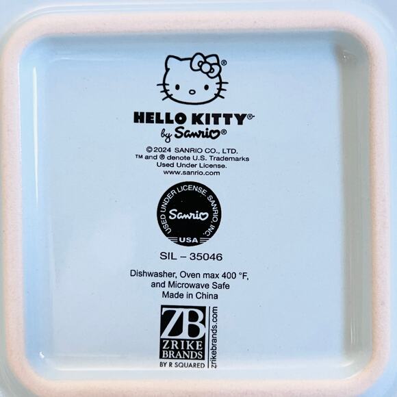 Hello Kitty Square Baking Pan 9" Christmas Snowman Ceramic Casserole Bakeware - Picture 3 of 7